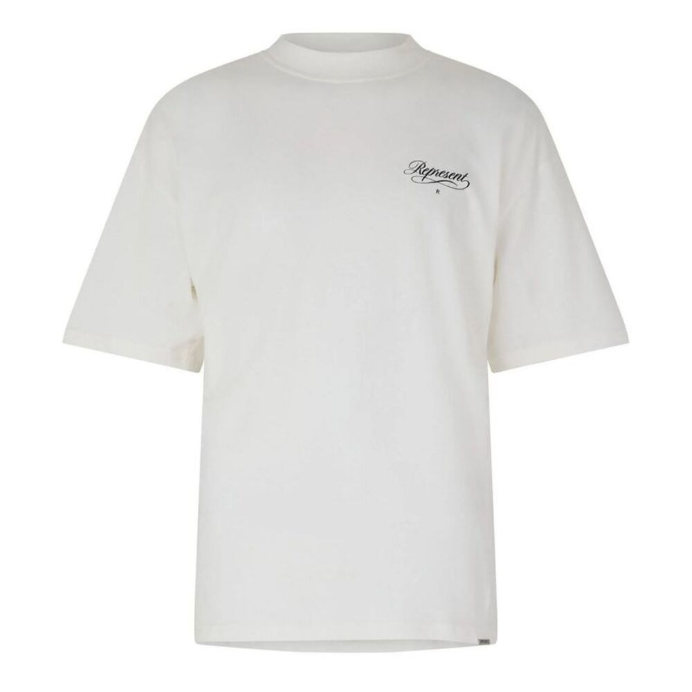 Represent Mens Script Graphic Logo Slub Oversized T-Shirt / White